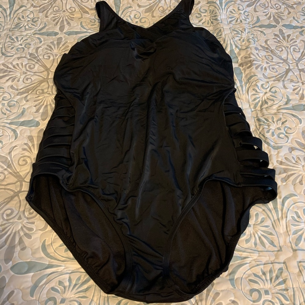 Time & Tru Black High neck one piece